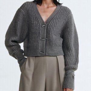 And Other Stories Metal-Closure Capsule Grey/Gray Cardigan Size Small